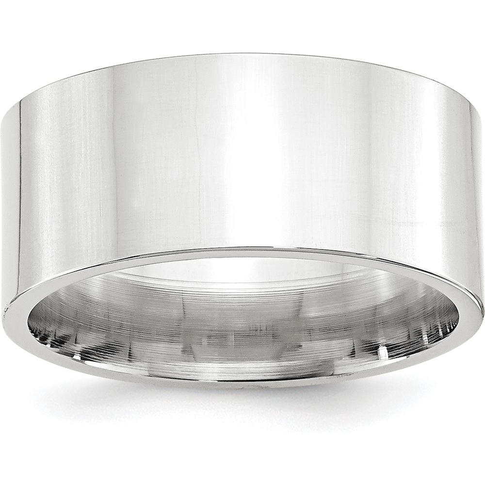 10K White Gold 10mm Comfort Fit Wedding Band - Polished Finish, Engravable, Size 8.5