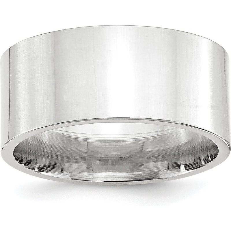 10K White Gold 10mm Flat Comfort Fit Wedding Band - Size 4.5 to 4.75
