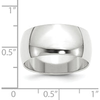 10K White Gold 10mm Half Round Wedding Band - Size 6