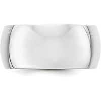 10K White Gold 10mm Half Round Wedding Band with Polished Finish - Size 7