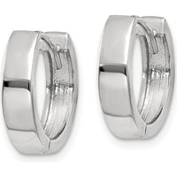 10K White Gold 10mm Polished Round Hinged Hoop Earrings with Rhodium Plating