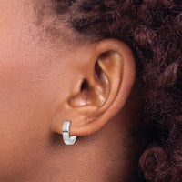 10K White Gold 10mm Polished Round Hinged Hoop Earrings with Rhodium Plating