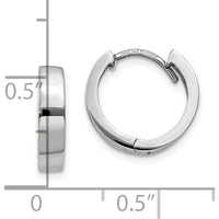 10K White Gold 10mm Polished Round Hinged Hoop Earrings with Rhodium Plating