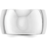 10K White Gold 12mm Half Round Wedding Band - Size 5.5-5.75, Polished Finish, Engravable