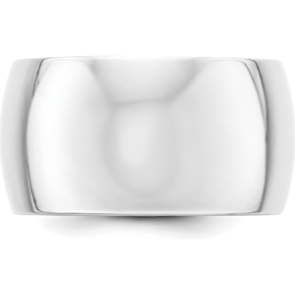 10K White Gold 12mm Half Round Wedding Band - Size 7