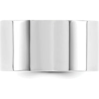 10K White Gold 12mm Standard Weight Flat Comfort Fit Wedding Band - Size 8