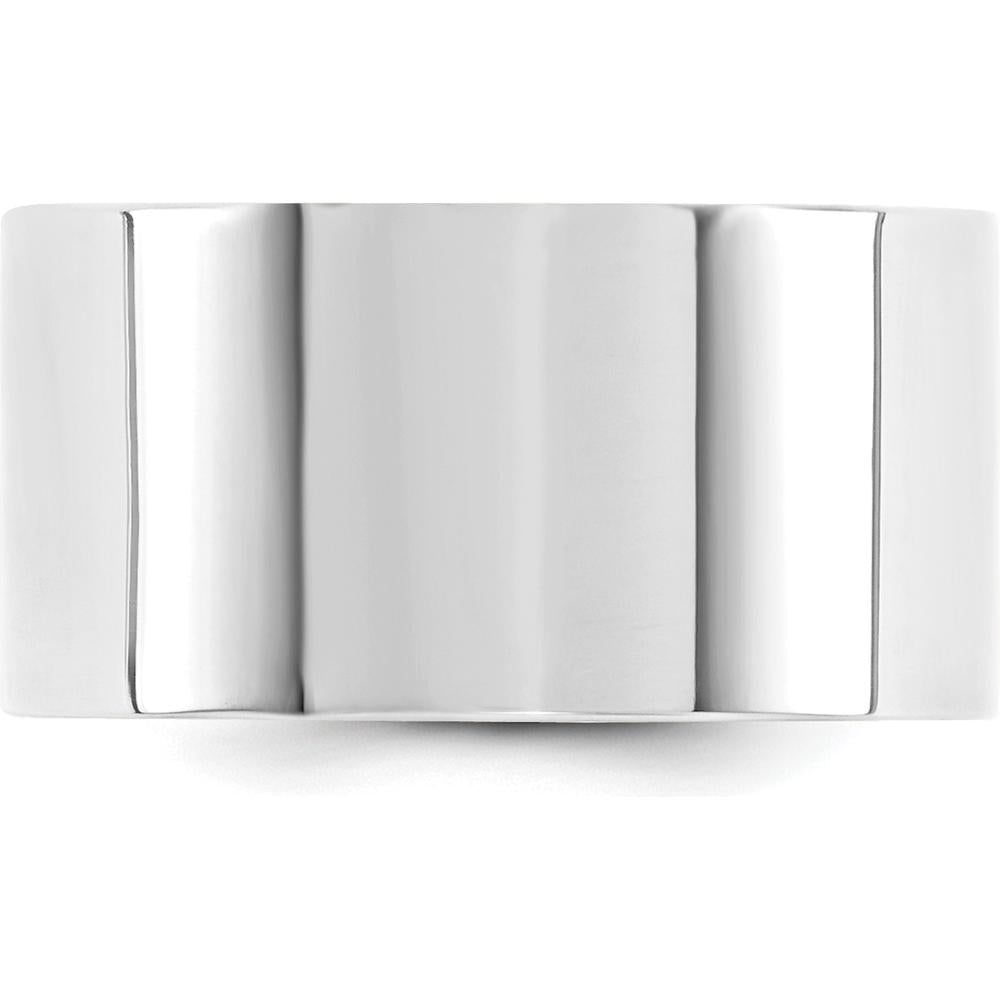 10K White Gold 12mm Standard Weight Flat Comfort Fit Wedding Band - Size 8