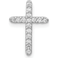10K White Gold 14mm Diamond Cross Pendant with Prong-Set Round Diamonds by Oro Pregiato