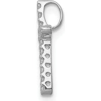 10K White Gold 14mm Diamond Cross Pendant with Prong-Set Round Diamonds by Oro Pregiato