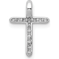 10K White Gold 14mm Diamond Cross Pendant with Prong-Set Round Diamonds by Oro Pregiato