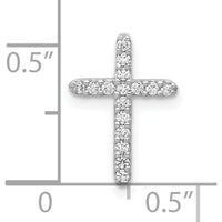 10K White Gold 14mm Diamond Cross Pendant with Prong-Set Round Diamonds by Oro Pregiato