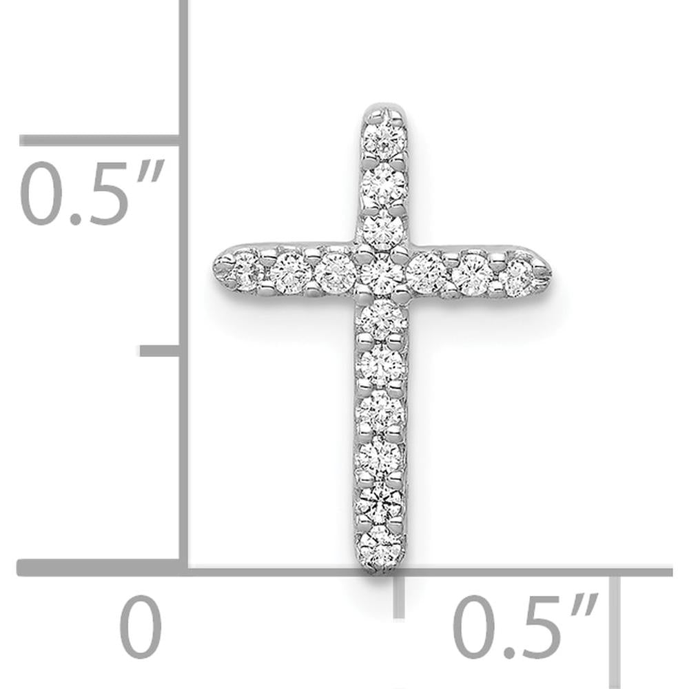 10K White Gold 14mm Diamond Cross Pendant with Prong-Set Round Diamonds by Oro Pregiato
