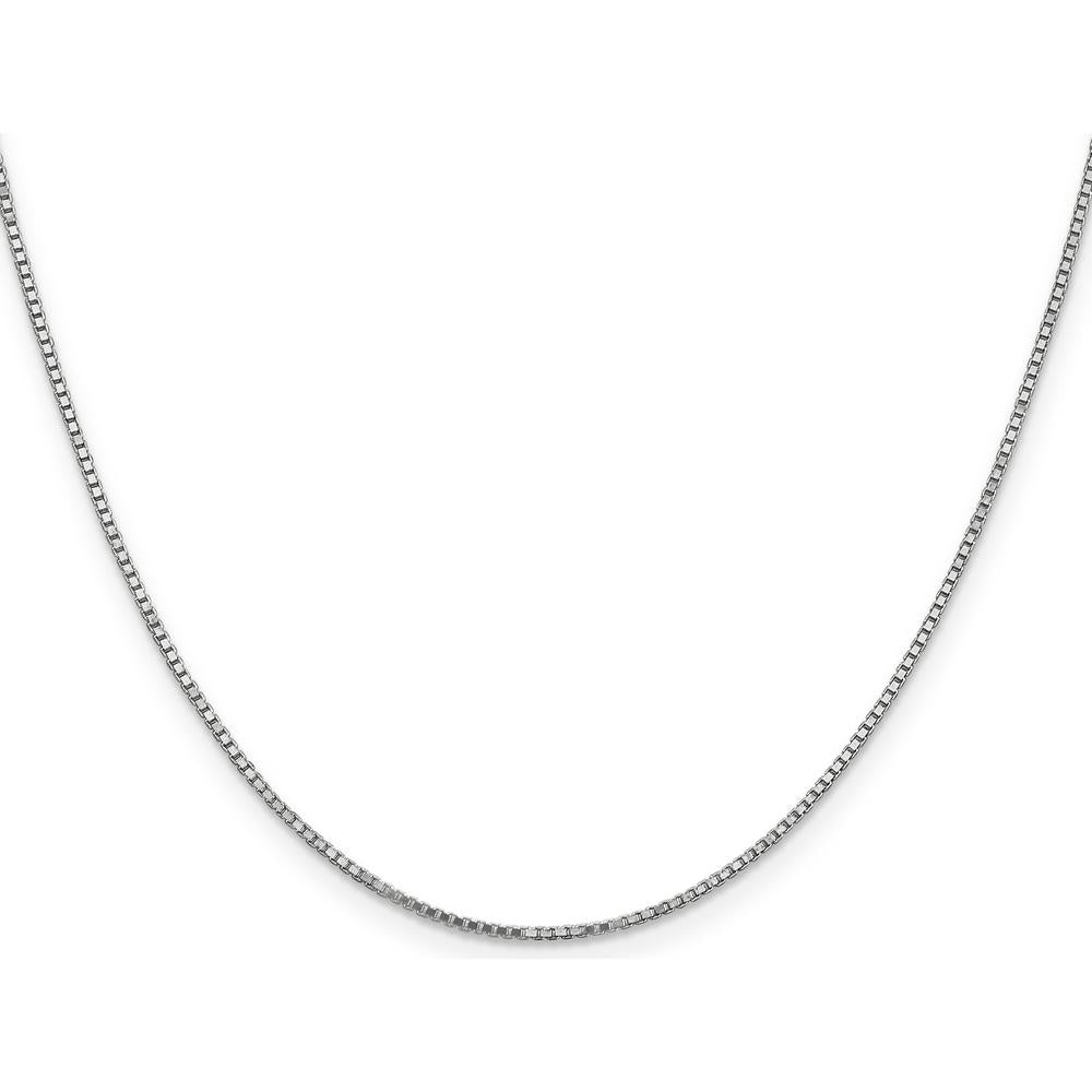 10K White Gold 16" Box Chain Necklace - Polished Finish, Rhodium Plating