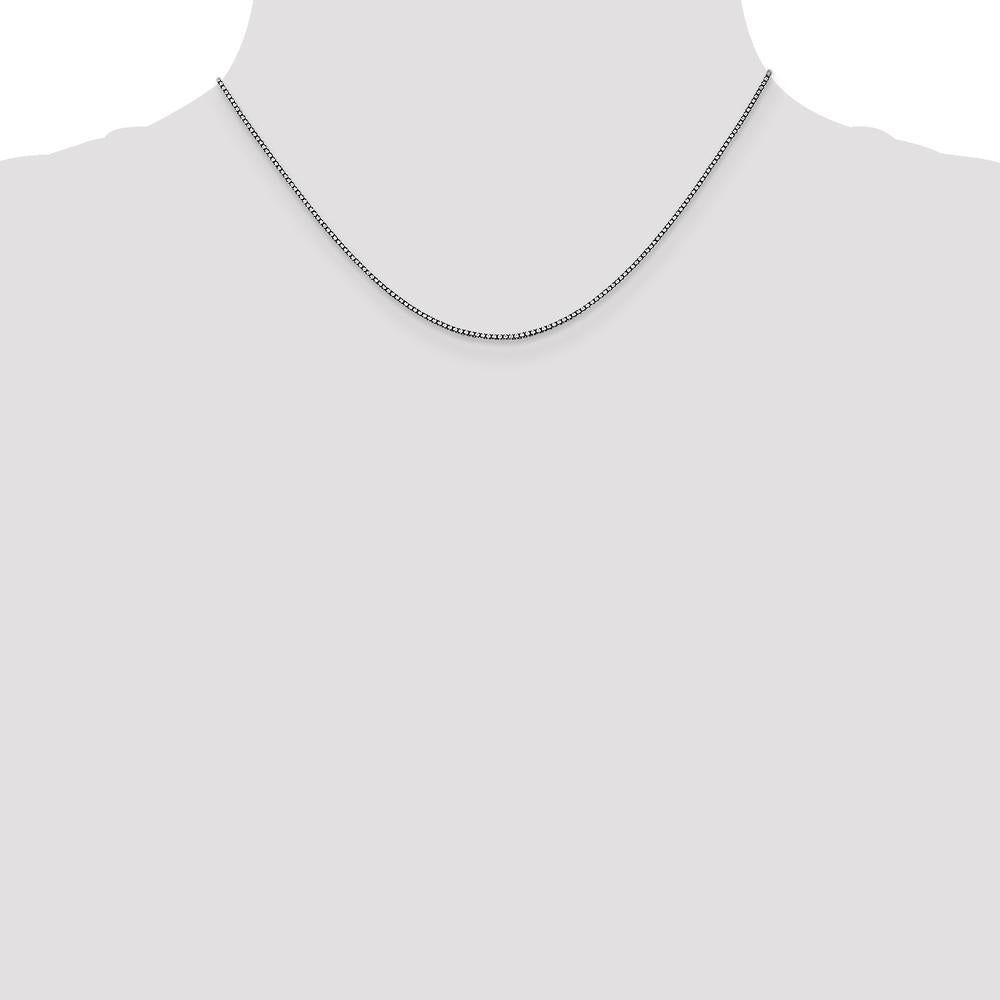10K White Gold 16" Box Chain with Polished Finish and Lobster Clasp