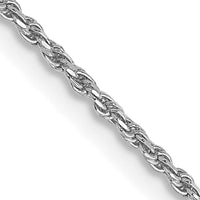 10K White Gold 16" Diamond-Cut Rope Chain - Polished Finish