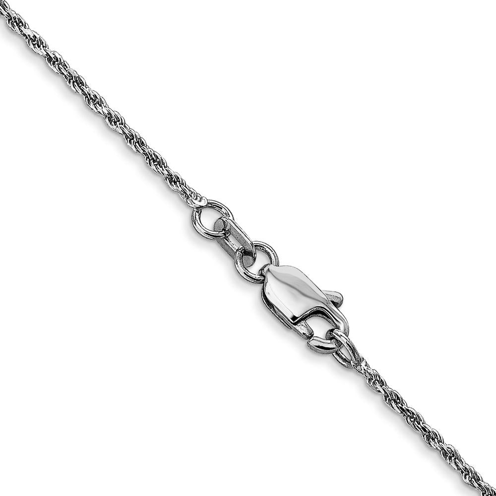 10K White Gold 16" Diamond-Cut Rope Chain - Polished Finish