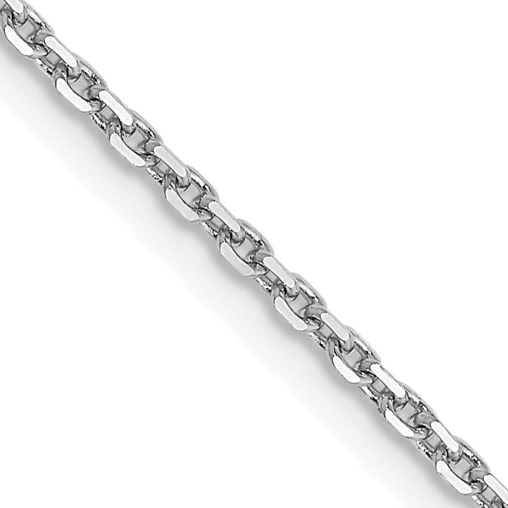 10K White Gold 16" Diamond-Cut Round Open Link Cable Chain