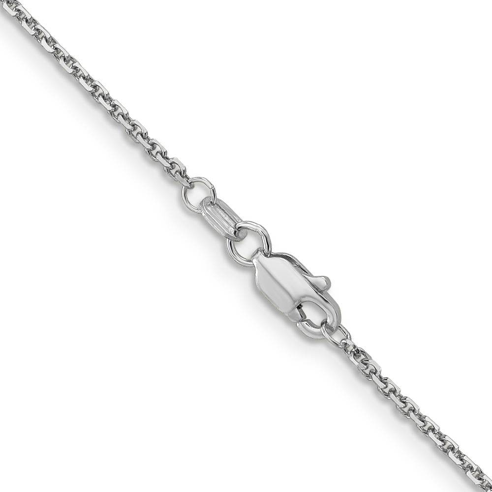 10K White Gold 16" Diamond-Cut Round Open Link Cable Chain