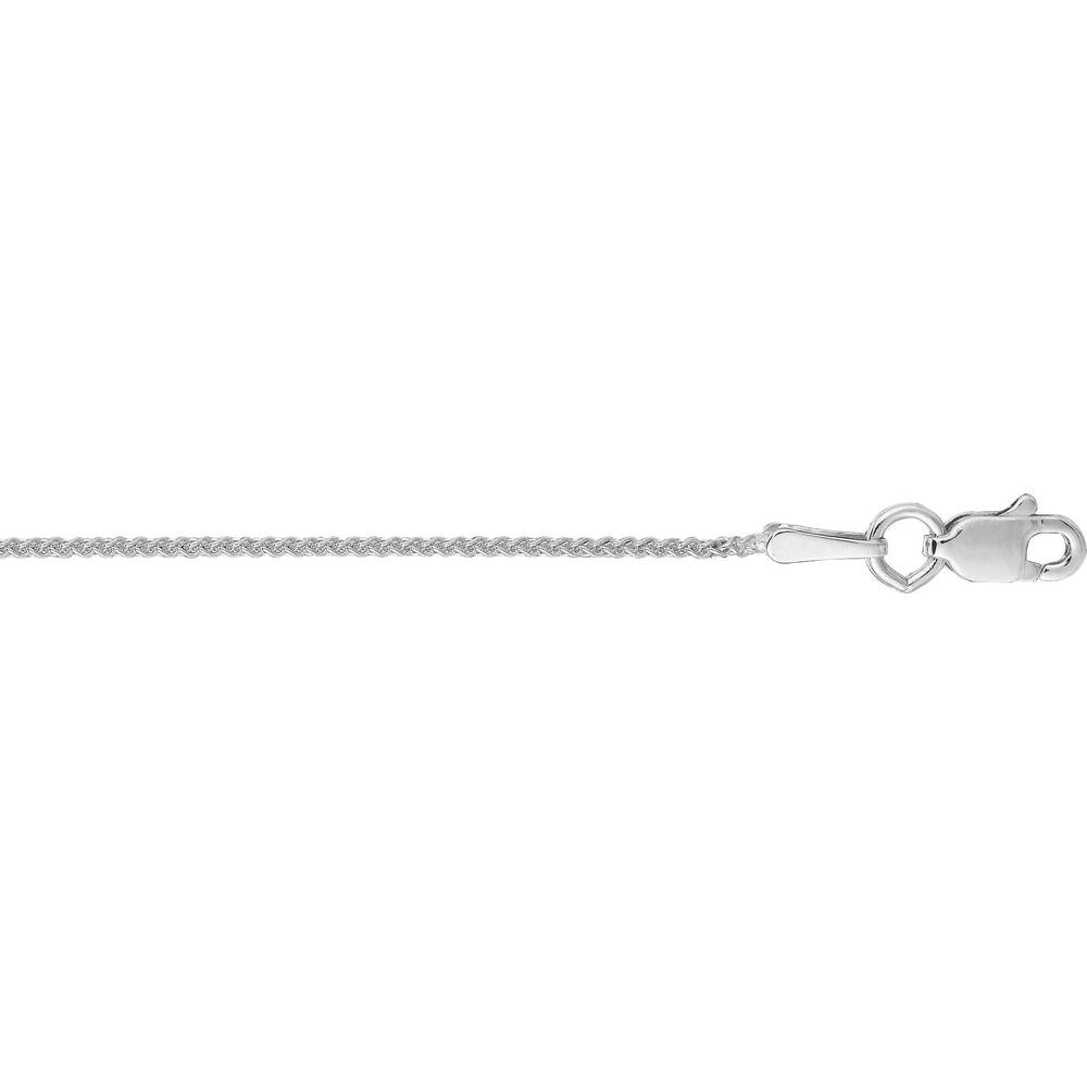 10K White Gold 16" Diamond-Cut Wheat Chain Necklace - 1.0mm Width by Orozza Fine Jewelry