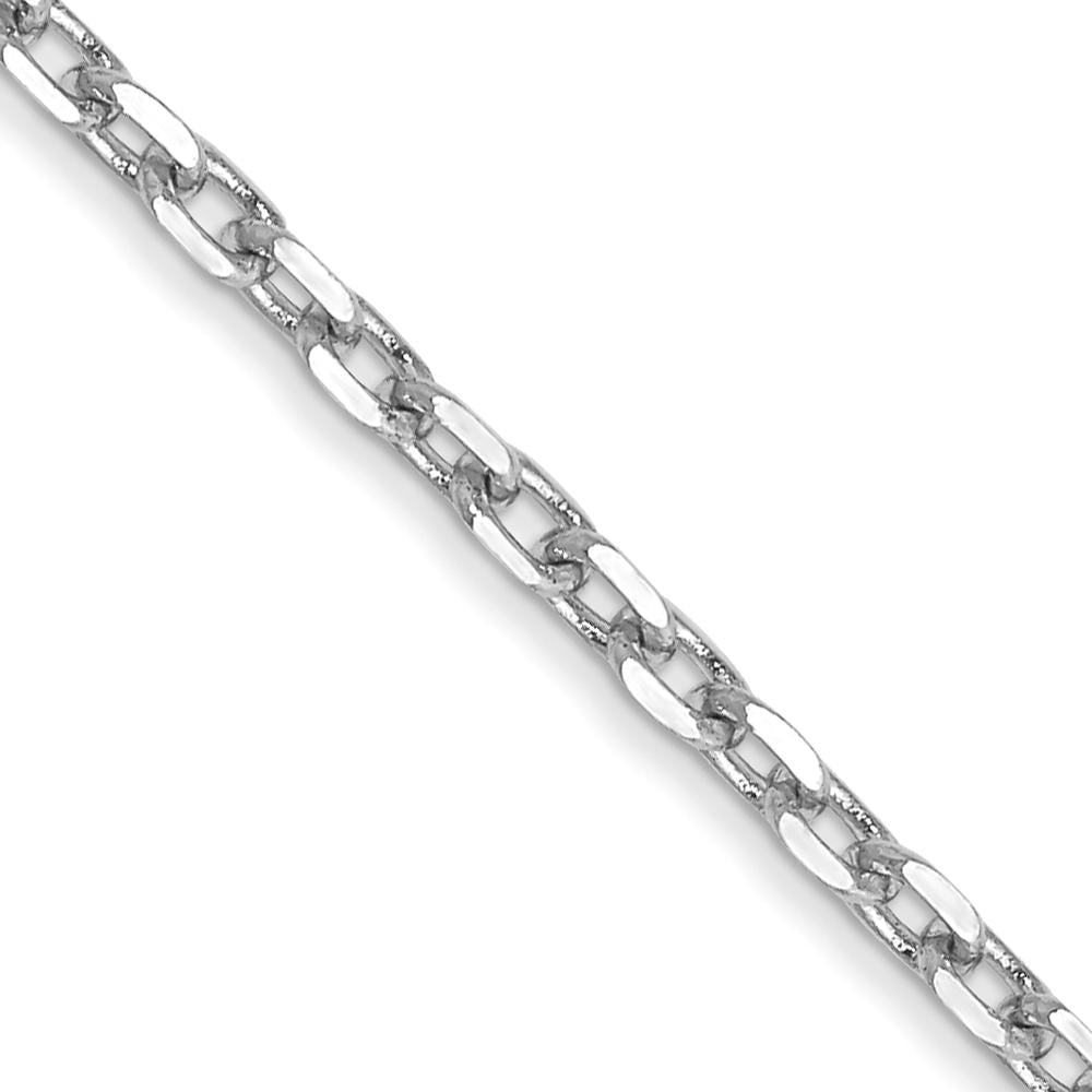 10K White Gold 18" Diamond-Cut Cable Chain Necklace - 1.8mm Width, Polished Finish