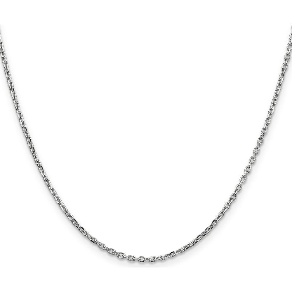 10K White Gold 18" Diamond-Cut Cable Chain Necklace - 1.8mm Width, Polished Finish