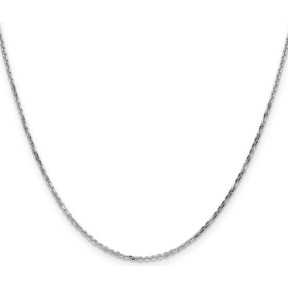 10K White Gold 18" Diamond-Cut Cable Chain with Lobster Clasp - Polished Finish