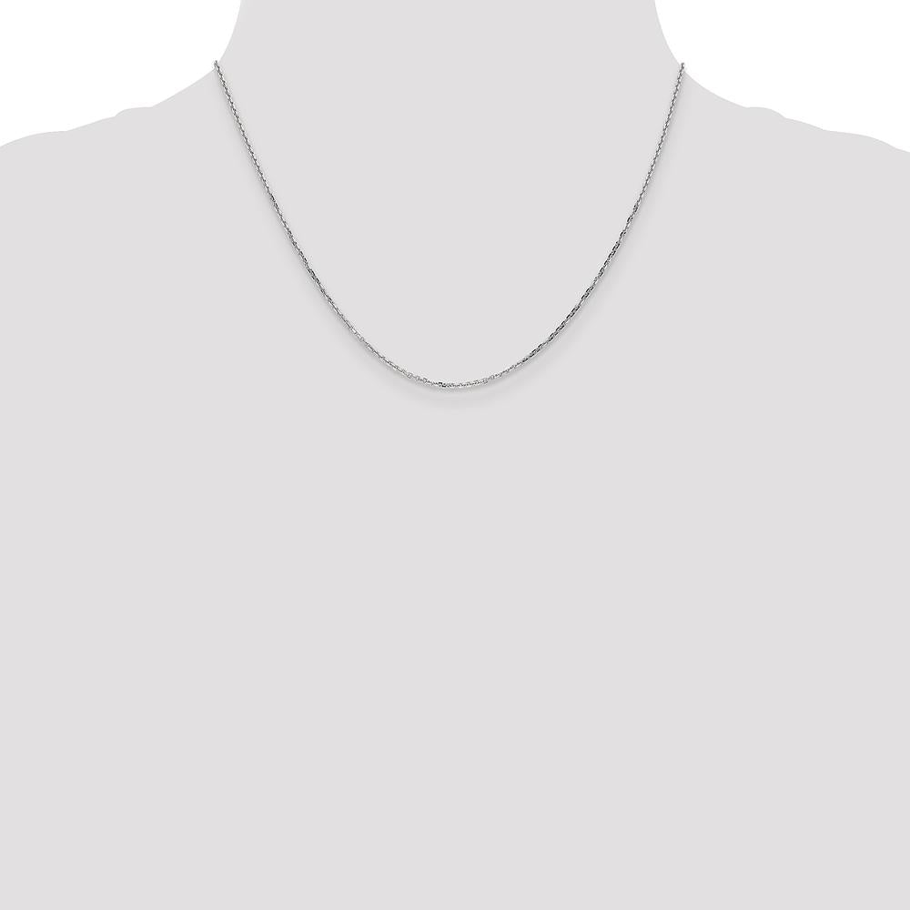 10K White Gold 18" Diamond-Cut Cable Chain with Lobster Clasp - Polished Finish
