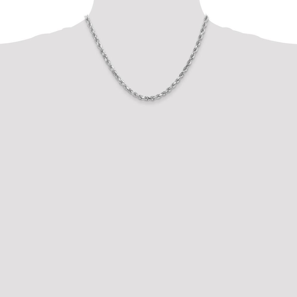 10K White Gold 18" Diamond-Cut Rope Chain - 4.5mm Width