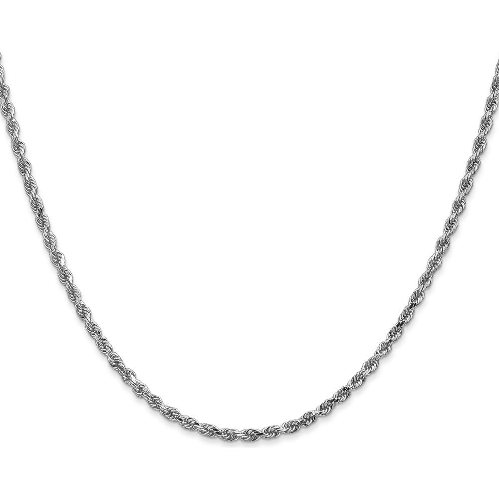 10K White Gold 18" Diamond-cut Rope Chain Necklace - 2.25mm Width