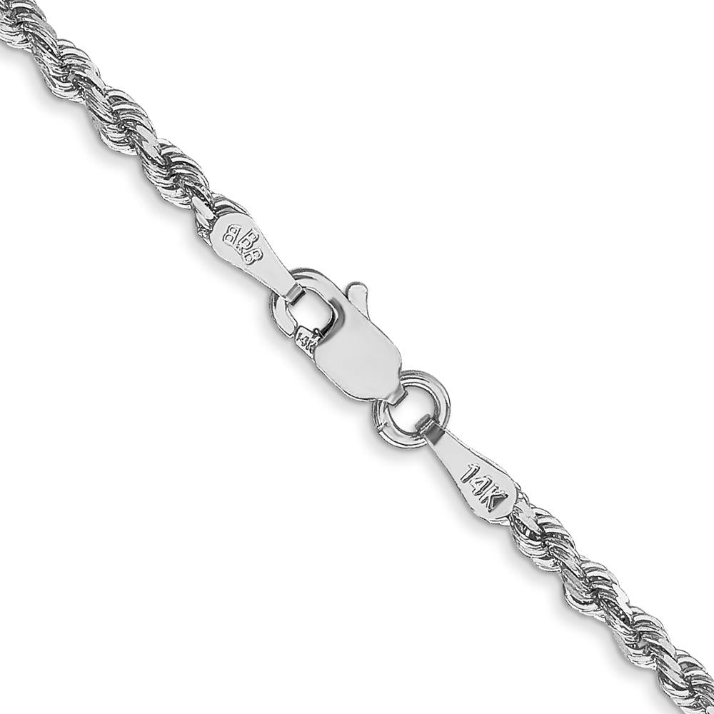10K White Gold 18" Diamond-cut Rope Chain Necklace - 2.25mm Width