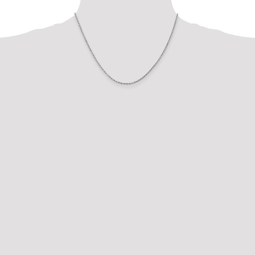 10K White Gold 18" Diamond-Cut Rope Chain Necklace - Polished Finish with Lobster Clasp