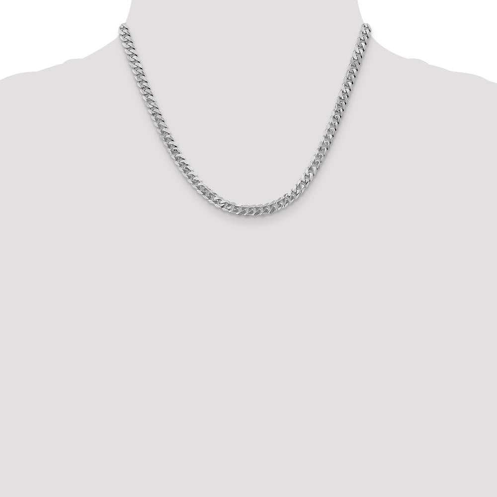 10K White Gold 18" Flat Beveled Curb Chain Necklace - 5.75mm Width