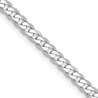10K White Gold 18" Flat Beveled Curb Chain Necklace - Rhodium Plated