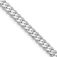 10K White Gold 18" Flat Beveled Curb Chain Necklace - Rhodium Plated