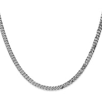 10K White Gold 18" Flat Beveled Curb Chain Necklace - Rhodium Plated