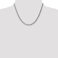 10K White Gold 18" Flat Beveled Curb Chain Necklace - Rhodium Plated