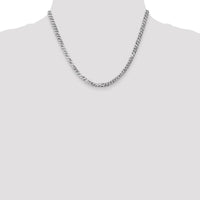10K White Gold 18" Flat Beveled Curb Chain Necklace with Rhodium Plating