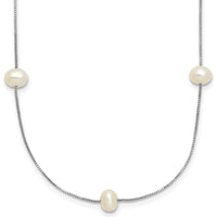 10K White Gold 18" Freshwater Cultured Pearl Necklace - 9-Station Design