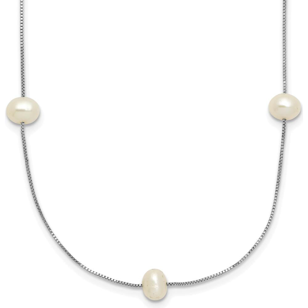 10K White Gold 18" Freshwater Cultured Pearl Necklace - 9-Station Design