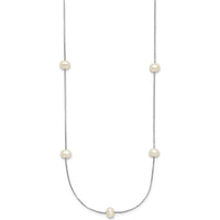 10K White Gold 18" Freshwater Cultured Pearl Necklace - 9-Station Design
