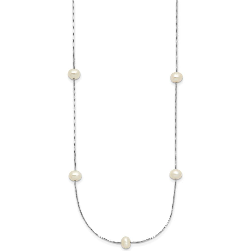 10K White Gold 18" Freshwater Cultured Pearl Necklace - 9-Station Design