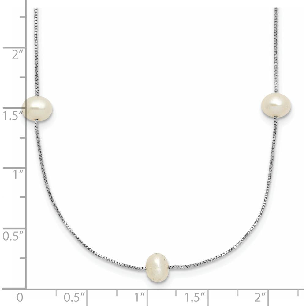 10K White Gold 18" Freshwater Cultured Pearl Necklace - 9-Station Design