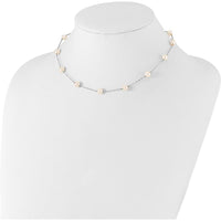 10K White Gold 18" Necklace with 12 Freshwater Cultured Pearls - 5.5-6.5mm Near Round