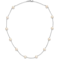 10K White Gold 18" Necklace with 12 Freshwater Cultured Pearls - 5.5-6.5mm Near Round