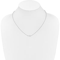 10K White Gold 18in Sideways Cross Pendant Necklace with Diamonds by Oro Pregiato