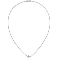 10K White Gold 18in Sideways Cross Pendant Necklace with Diamonds by Oro Pregiato