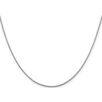 10K White Gold 1mm Box Chain Necklace with Polished Rhodium Finish - 20"