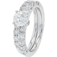 10K White Gold 2.00 Carat Lab Grown Diamond Bridal Set with 0.75 Carat Center Stone