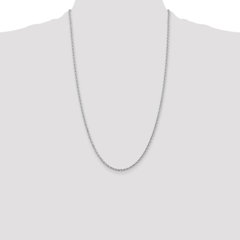 10K White Gold 2.25mm Diamond-Cut Quadruple Rope Chain - 26"