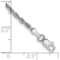 10K White Gold 2.25mm Diamond-Cut Quadruple Rope Chain Bracelet - 8", Rhodium Plated